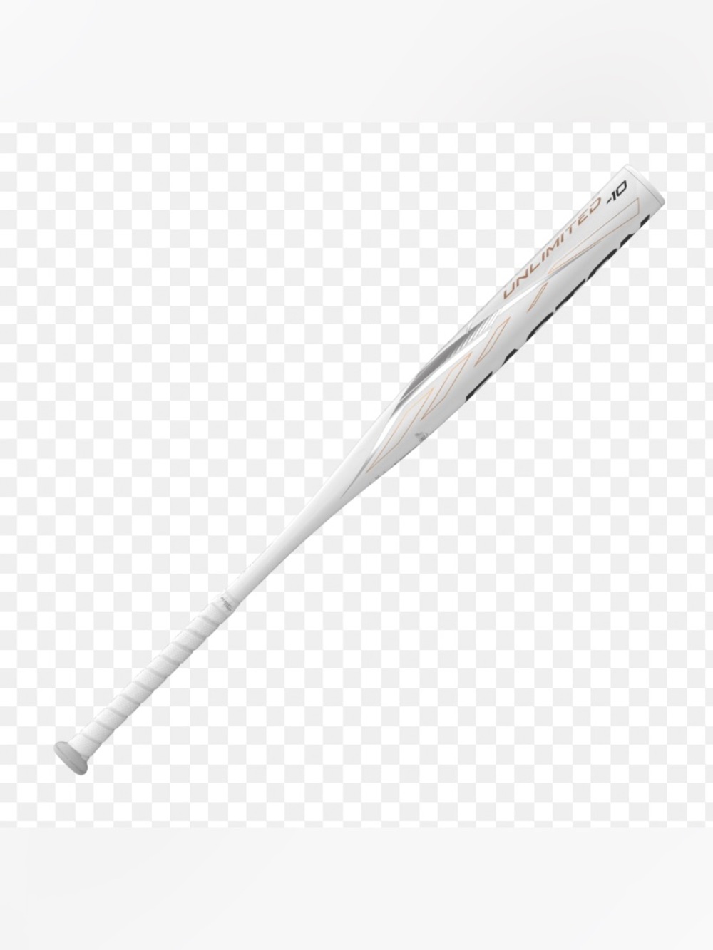 Easton White Baseball Bat with Subtle Gold Accents